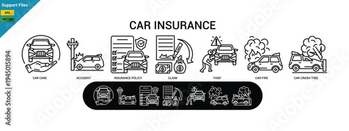 Car insurance banner web icon vector illustration concept with icon. Designed In line icon.
