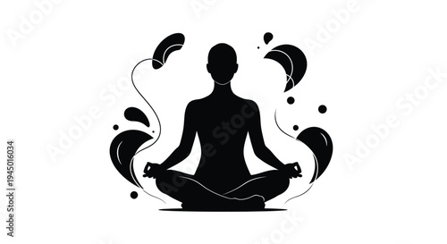 Black silhouette of a meditating person vector