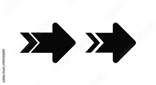 Two black arrows pointing to the right with parallel lines