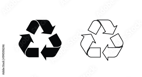 Two recycling symbols shown in black and green representing circularity