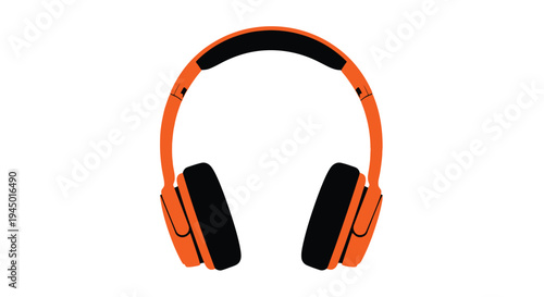 Minimalist illustration of orange over ear headphones on a white background