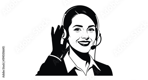 Vector illustration of a smiling businesswoman wearing a headset