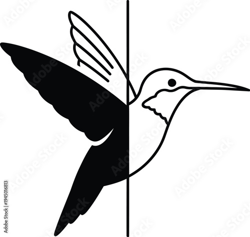 Hummingbird in flight silhouette Vector