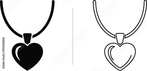 Heart necklace black and white Vector