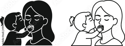 Mother and child bonding love family Vector