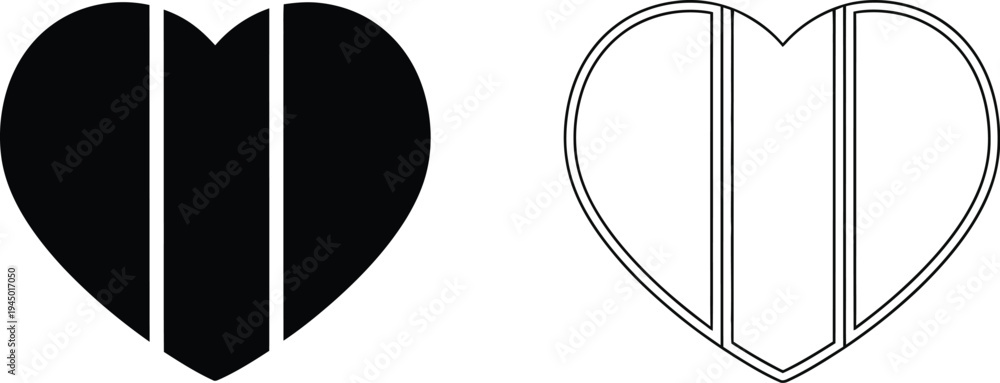 Fototapeta premium Heart shape outline line art Vector