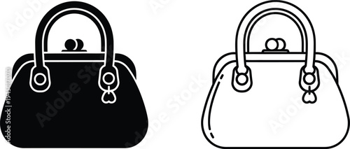 Black and white handbag illustration Vector