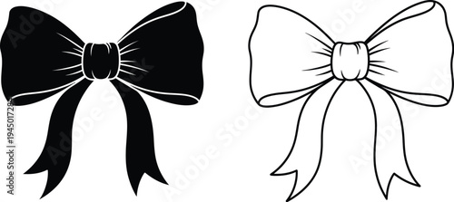 Black and white bow illustration Vector