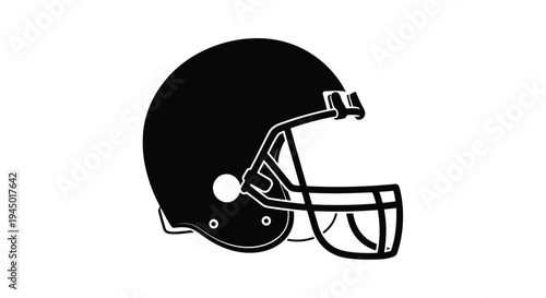 A black and white silhouette of an american football helmet