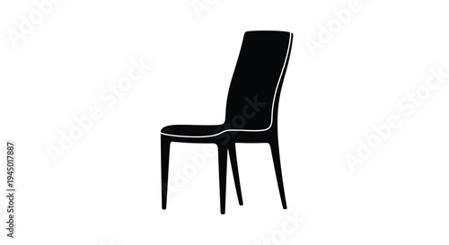 A minimalist black chair silhouette against a solid white background