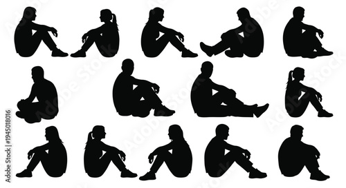 Collection of silhouetted people seated in various relaxed positions