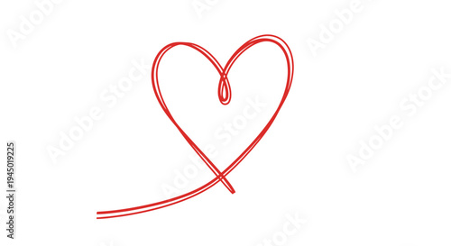 Red heart shape on white background minimalist design concept