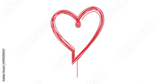 Red heart scribble on white background symbolizing love and affection