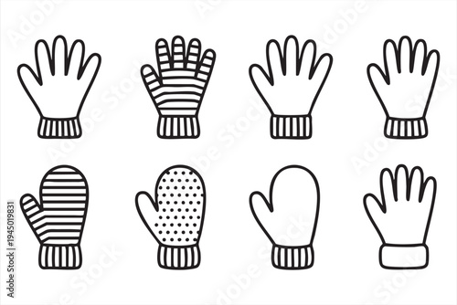 Warm winter handwear vector icon pack with gloves and mittens