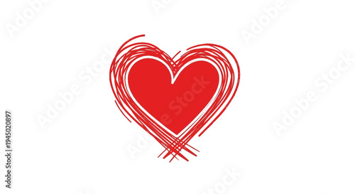 Red heart symbol illustration on white background for love and affection