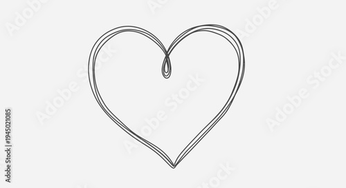 Simple hand drawn heart outline on white background for design elements