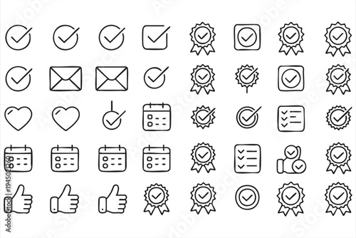 Minimal check mark and validation icons collection for workflow and interface design
