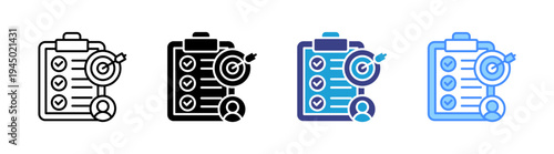 Objective icon set multiple style collection