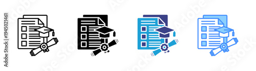 Graduation icon set multiple style collection