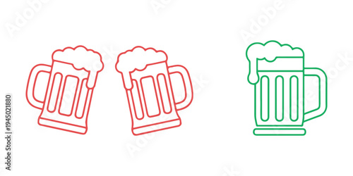 Beer mugs cheers icon in line and solid format, perfect for web and mobile design concepts.