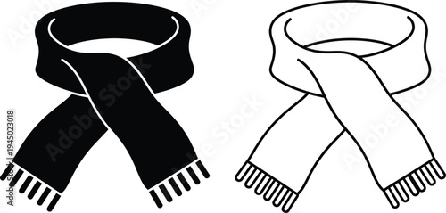 Black and white scarf illustrations Vector