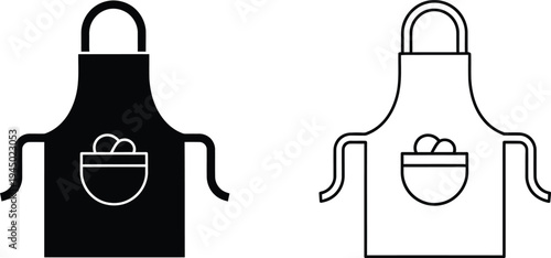 Black and white apron icons with bowl design Vector