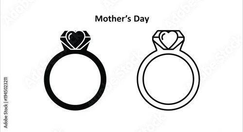 Mother's day heart shaped ring Vector