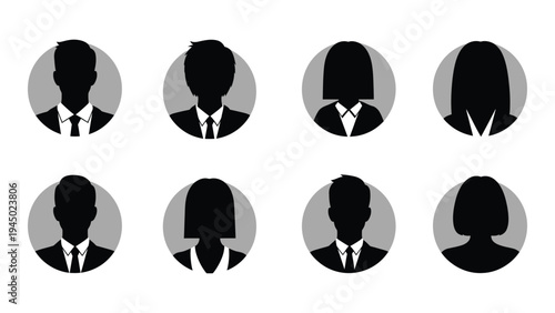 Detailed analysis of silhouette images of business professionals in suits and ties
