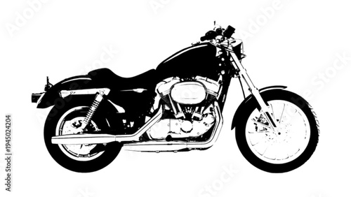 Classic cruiser motorcycle side view illustration