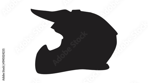 Black silhouette of a motocross helmet isolated on white background