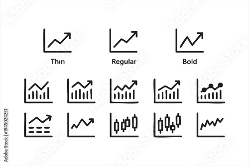 Data visualization and analytics line icons for reporting dashboards and business performance platforms