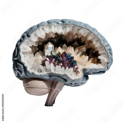 Human Brain Cross-Sectional Anatomy Model Showing Internal Structures with