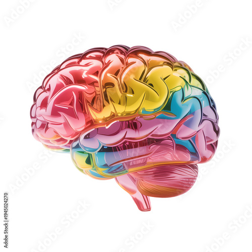 Colorful Human Brain Model Isolated on White Background