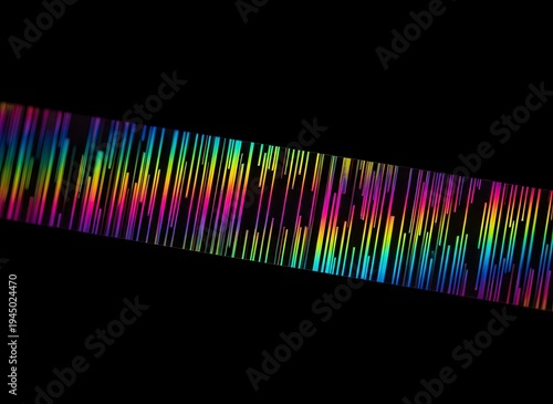 Rainbow vertical light bars resembling a digital equalizer or barcode.