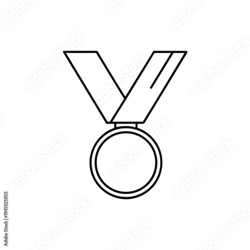 Simple outline of a circular medal with a ribbon