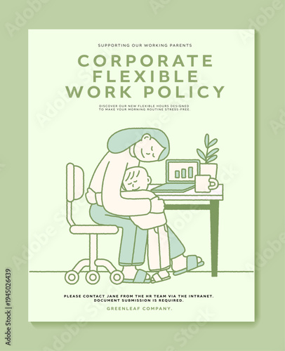 Working mom hugging child for flexible work concept