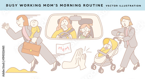 Busy working mom running with child