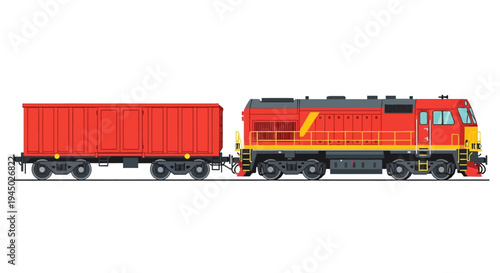 Red toy train with a cargo car on a white background
