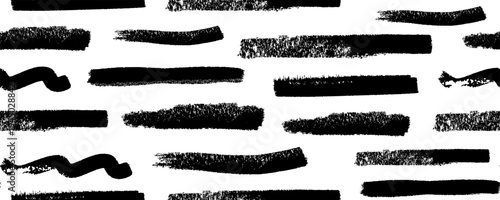 Chalk Brush Paint Line Seamless Pattern. Pencil Brush Stroke Straight Line. Crayon Texture Background. Hand Drawn Vector Abstract Bg