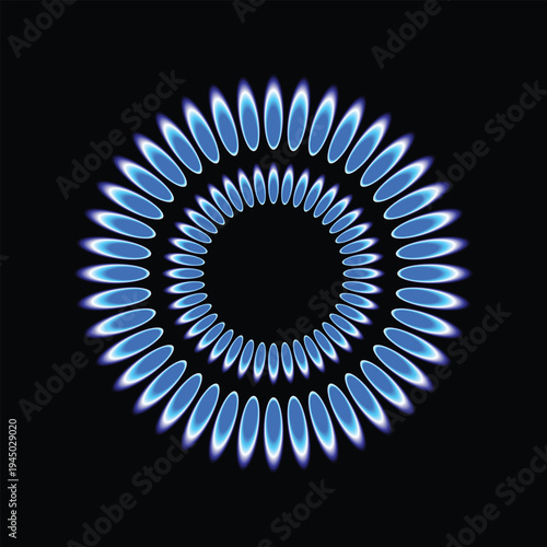 Blue gas burner flame cooking kitchen minimal