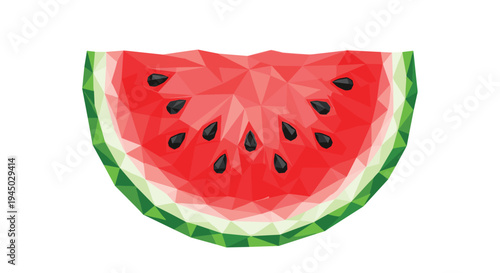 Vibrant Low Poly Watermelon Slice with Geometric Design.