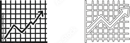 Two line graphs with grid backgrounds and trending arrows
