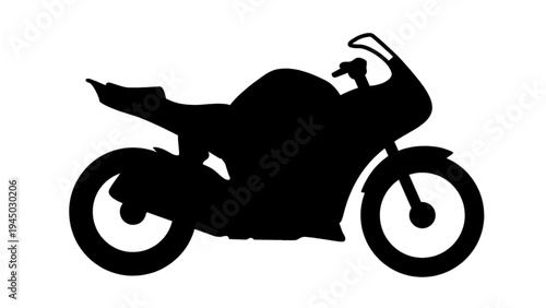 Black silhouette of modern sports motorcycle isolated on white background