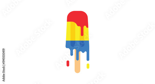 A colorful ice-cream is melting slowly.