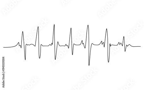 Electrocardiogram Line Art Heartbeat Signal on White Background Medical Health Concept
