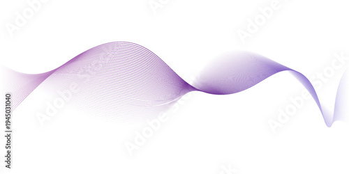 Flowing particles wave pattern, blue and purple gradient color isolated on white background. Vector in concept of AI technology
