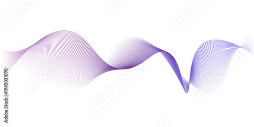 Flowing particles wave pattern, blue and purple gradient color isolated on white background. Vector in concept of AI technology