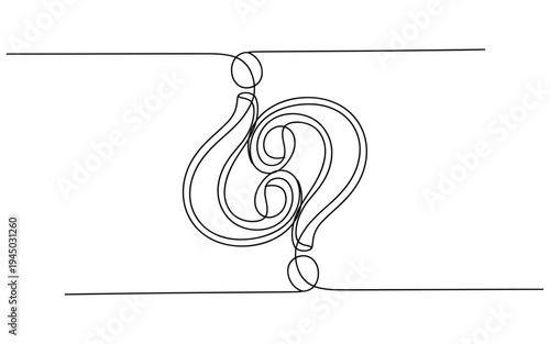 Intertwined Question Marks on Lines Abstract Symbolism Minimalist Line Art