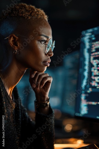 Woman coding on computer