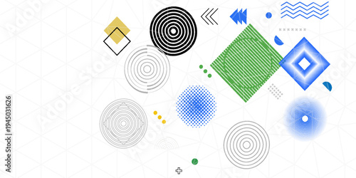 yellow and green blu gren circle banner background. Vector abstract graphic design banner pattern background template.